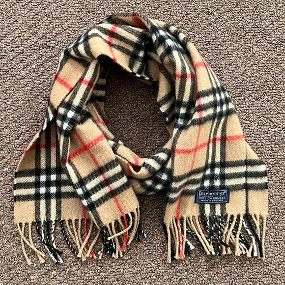 Authentic vintage Burberry cashmere house check fringe scarf - Picture 1 of 7